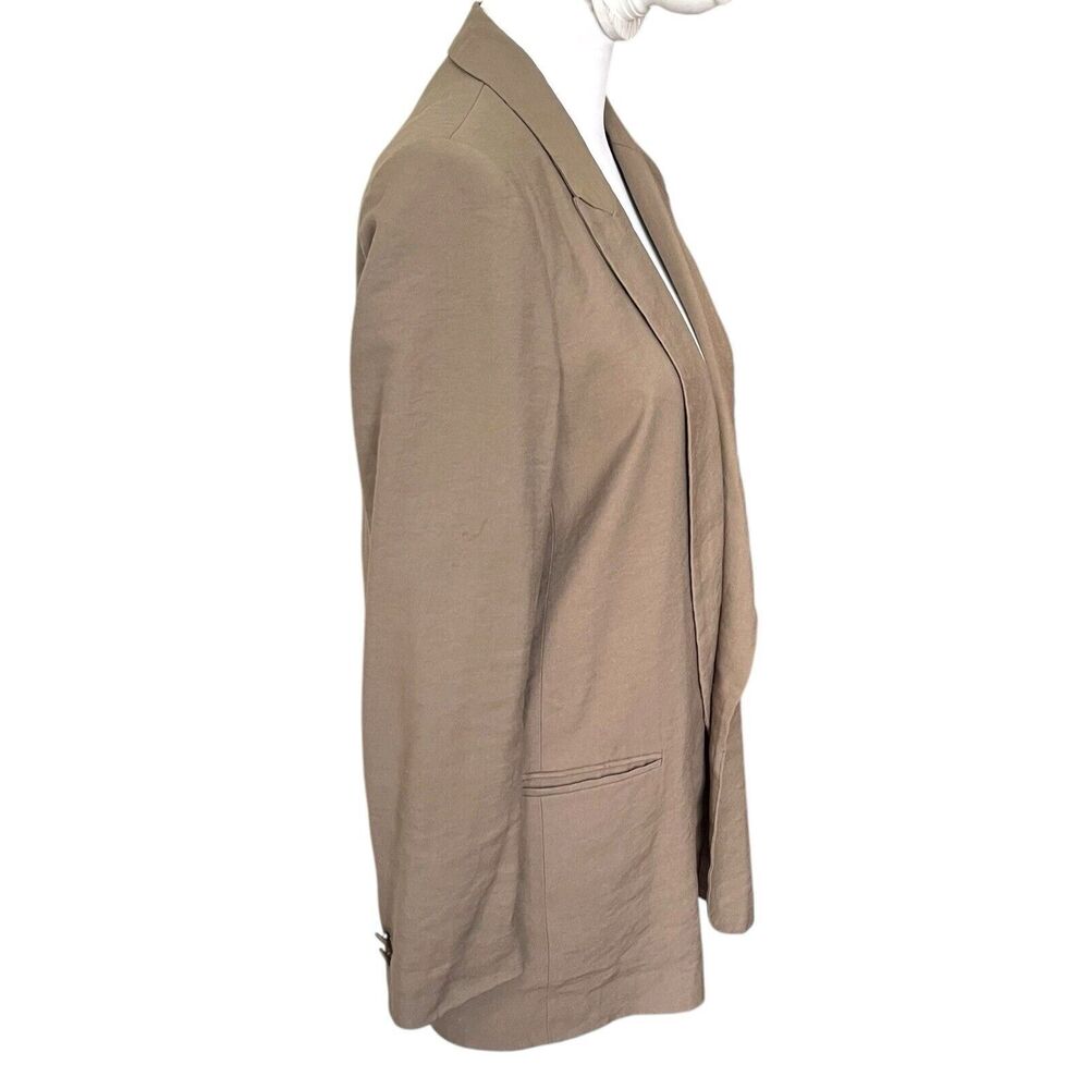 ZARA Open Front Blazer Women’s Small Brown Lightweight Work Layering Chic - Picture 4 of 13